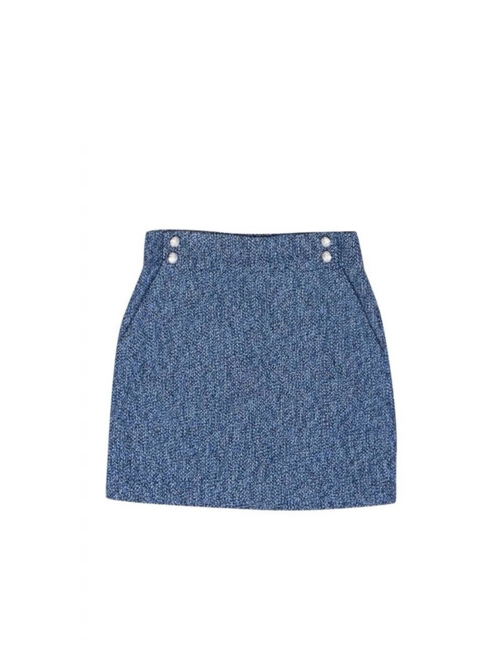 NWT Veronica Beard Arezzo Navy Blue Tweed Mini Skirt with Silver Buttons SZ 4